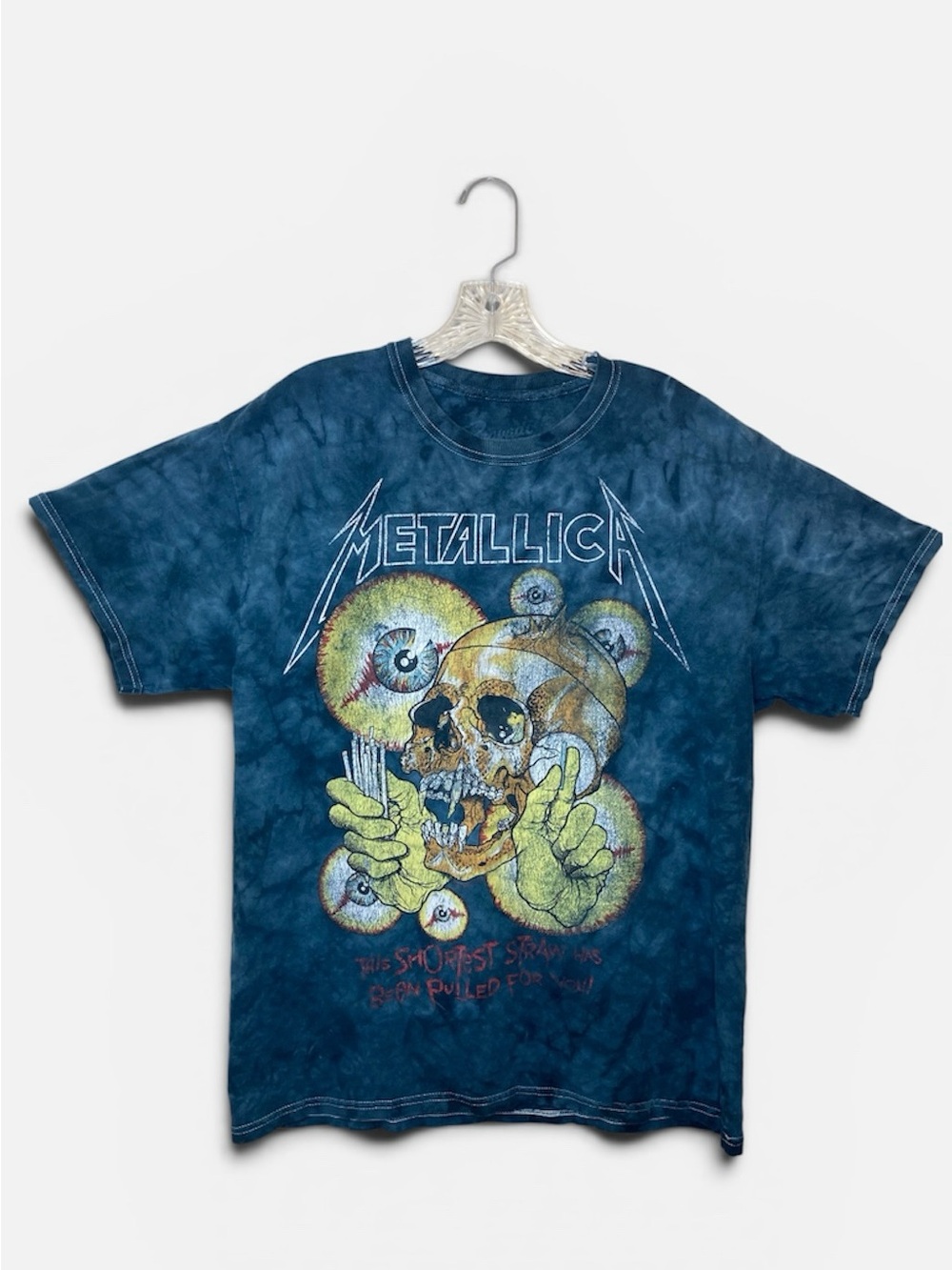 Metallica The Shortest Straw Tie Dye Skull T-Shirt Size Large Blue Music Band T